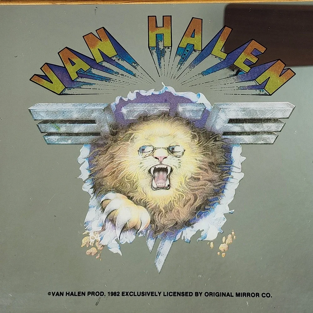 Van Halen Carnival Mirror 1982 Vintage Lion Graphic Wood Frame 13x10 Memorabilia